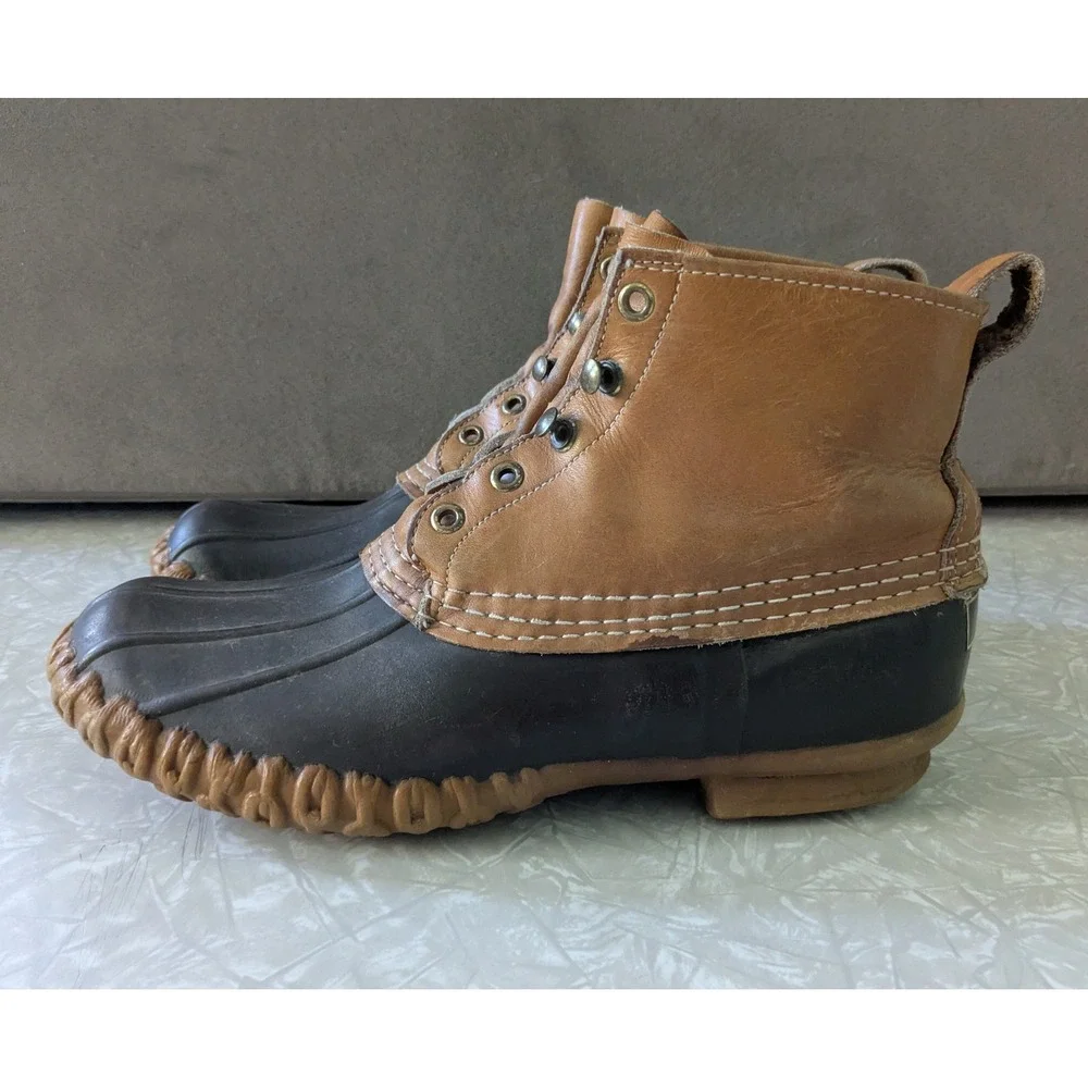 Vintage LL Bean Mens 9 Hunting Duck Boots Brown Tan Made in USA